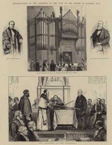 Overhandiging van de vrijheid van de stad aan Sir Albert D Sassoon, KSI